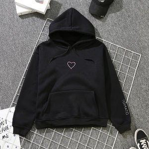 Heart Hoodies Sweatshirts 2019 Women Casual Kawaii Harajuku New Sweat Punk for Girls Clothing European Tops Korean