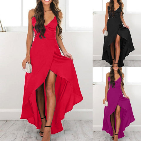 2019 hot products Women V-Neck Boho Long Maxi Dress Evening Party Beach Sun Dress Dropshipping Discount Free Shipping