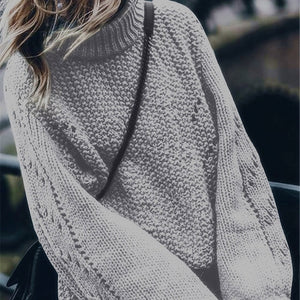 Women's Sweaters Hollow Out Loose Knitted Lantern Sleeve O-Neck Solid Pullover Sweater Female 2019 Autumn Warm Ladies Pullovers