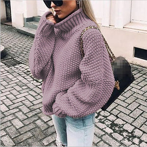 Autumn winter women turtleneck sweater loose casual pullover women jumper tops new oversized knitted sweaters female 2019 CDR902