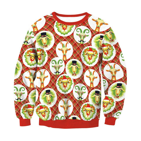 Unisex Men Women 2019 Large Size Christmas Sweater Print Round Neck Ladies Autumn Thin Winter Tops Clothing Long Sleeve Xmas XL