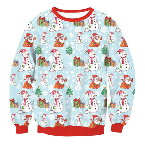 Unisex Men Women 2019 Large Size Christmas Sweater Print Round Neck Ladies Autumn Thin Winter Tops Clothing Long Sleeve Xmas XL