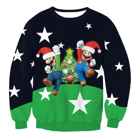 Unisex Men Women 2019 Large Size Christmas Sweater Print Round Neck Ladies Autumn Thin Winter Tops Clothing Long Sleeve Xmas XL