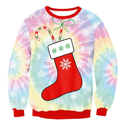 Unisex Men Women 2019 Large Size Christmas Sweater Print Round Neck Ladies Autumn Thin Winter Tops Clothing Long Sleeve Xmas XL