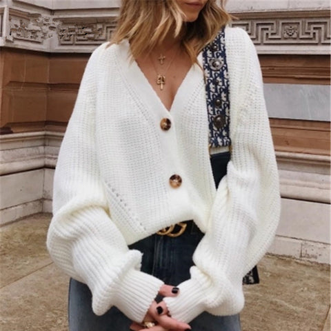 Buttons Up Sweater Cardigan Women Knitwear V Neck Women's Clothing Winter 2019 Cardigan Korean Style Sale