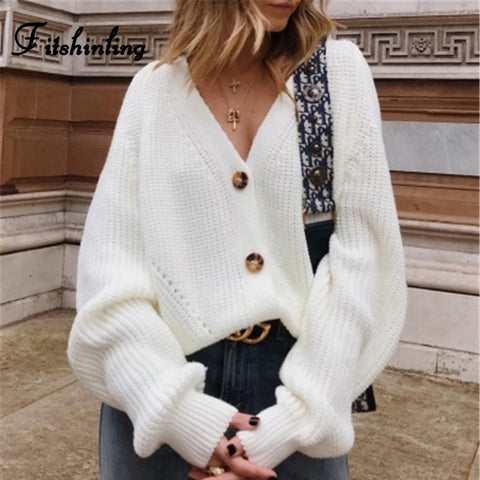 Buttons Up Sweater Cardigan Women Knitwear V Neck Women's Clothing Winter 2019 Cardigan Korean Style Sale