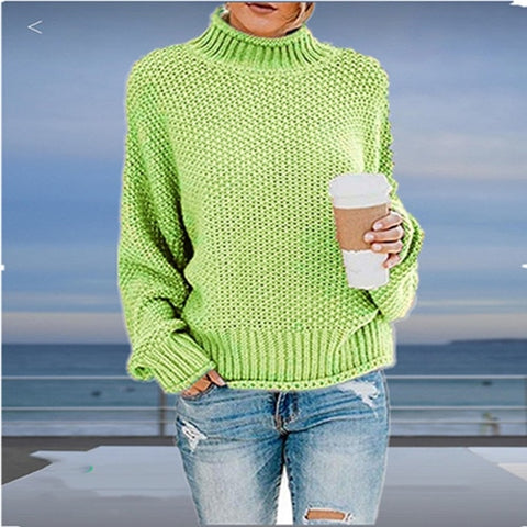 Autumn winter women turtleneck sweater loose casual pullover women jumper tops new oversized knitted sweaters female 2019 CDR902