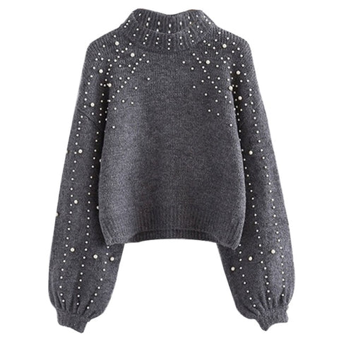 CALOFE 2019 Women Knitted Sweaters Fashion Casual Korean Style Female Long Sleeve Wrap Front Loose Pullover Jumper With Pearls