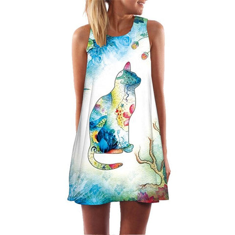 2019 MEIBONA Summer Sleeveless Vest Sexy Dresses Mini Knee Above Casual Loose Beach Dress Women's Floral Print Dress Vestido