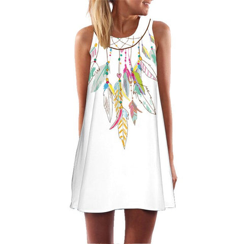 2019 MEIBONA Summer Sleeveless Vest Sexy Dresses Mini Knee Above Casual Loose Beach Dress Women's Floral Print Dress Vestido