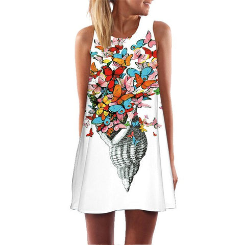 2019 MEIBONA Summer Sleeveless Vest Sexy Dresses Mini Knee Above Casual Loose Beach Dress Women's Floral Print Dress Vestido