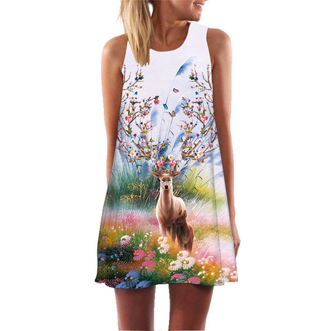 2019 MEIBONA Summer Sleeveless Vest Sexy Dresses Mini Knee Above Casual Loose Beach Dress Women's Floral Print Dress Vestido