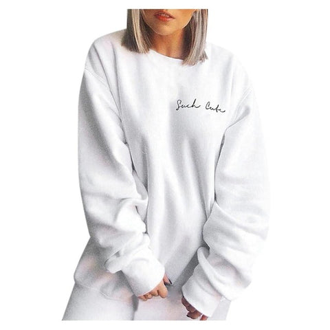 Womens Letters SHCK CUK Print Long Sleeve Hoodie Sweatshirt Ladies Slouch Pullover Jumper Tops White Brand New 2019 Sweatshirt