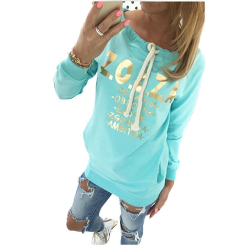 New Women Printed Long Sleeve Hoodies O-neck Pullovers Medium-long Hoodies Sweatshirts